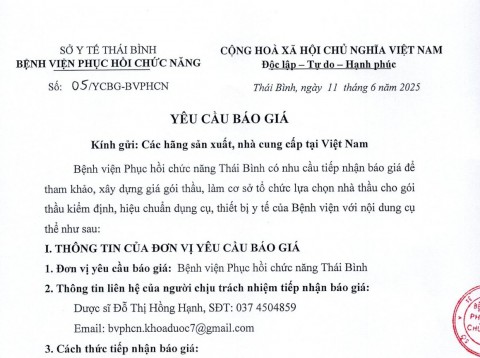 YÊU CẦU BÁO GIÁ