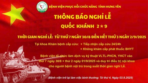 THÔNG BÁO NGHỈ LỄ QUỐC KHÁNH 02/9/2025