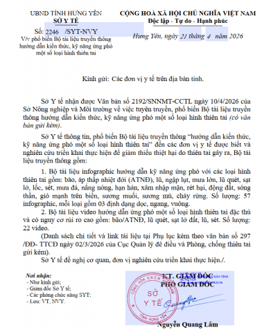 BỘ TÀI LIỆU TRUYỀN THÔNG HƯỚNG DẪN KIẾN THỨC, KỸ NĂNG ỨNG PHÓ MỘT SỐ LOẠI THIÊN TAI