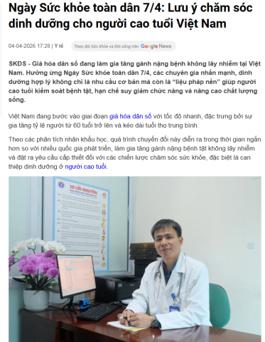 Lưu ý chăm sóc dinh dưỡng cho người cao tuổi Việt Nam