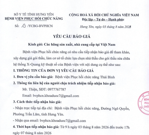 YÊU CẦU BÁO GIÁ