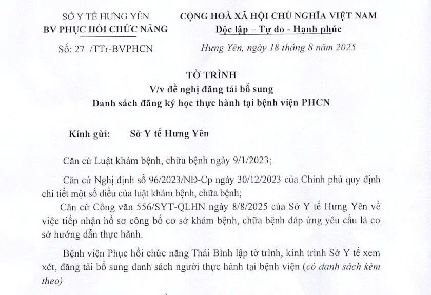 ĐĂNG TẢI BỔ SUNG DANH SÁCH ĐĂNG KÝ HỌC THỰC HÀNH TẠI BVPHCN
