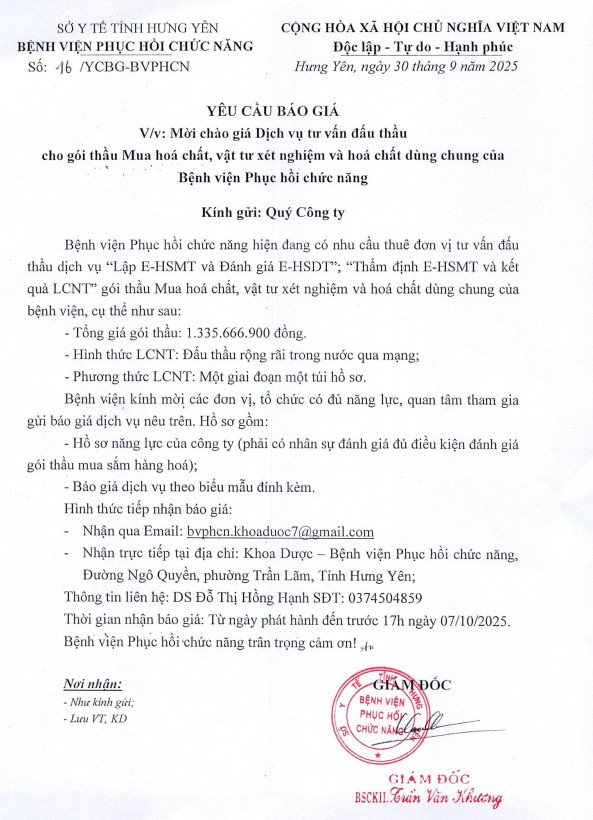 yêu cầu báo giá