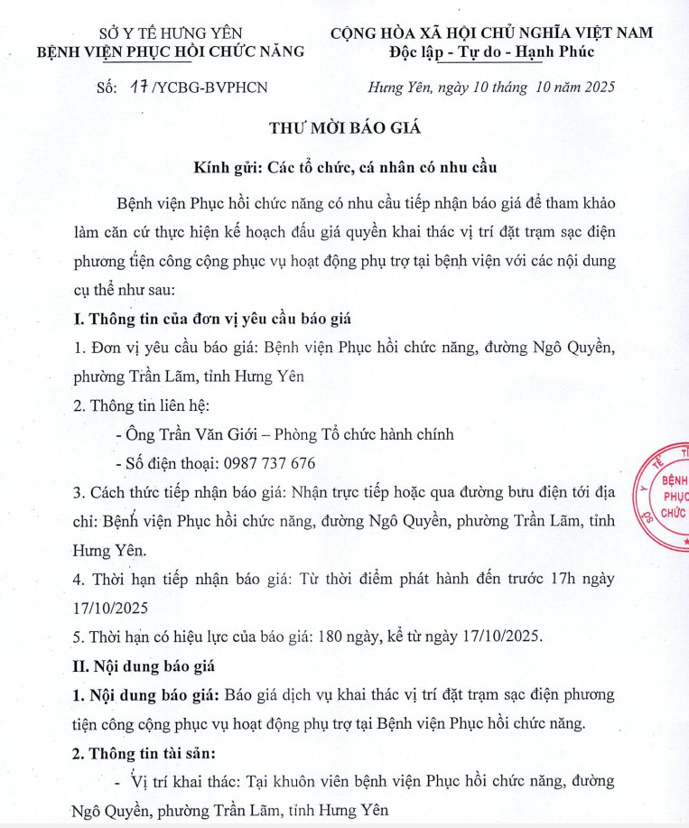 THƯ MỜI BÁO GIÁ
