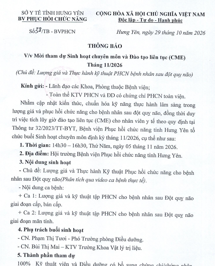 MỜI THAM DỰ SINH HOẠT CHUYÊN MÔN VÀ ĐÀO TẠO LIÊN TỤC